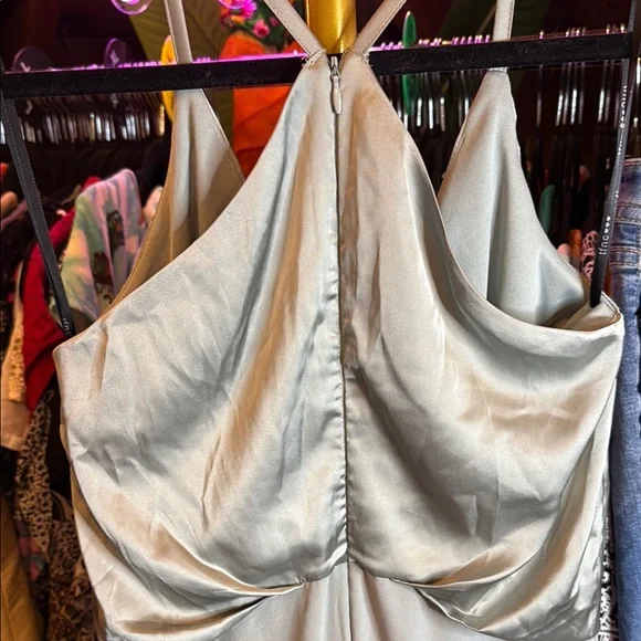 TFNC Silver/teal Sheath Halter Maxi Dress - Picture 7 of 7